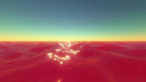 Abstract Fluid Waves with Shimmering Light Background