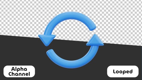 Animated 3D Blue Refresh Cycle Loop Icon