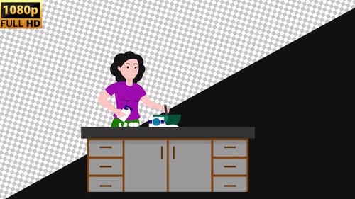 Happy Woman Cooking | Alpha channel