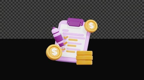 3D Money Management Animation Alpha Channel