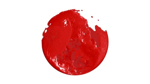 Red Fluid Splash Reveal: Abstract Liquid Sphere