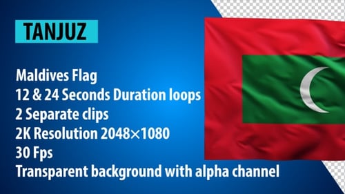 Maldives Flag Waving Realistic Loop Animation