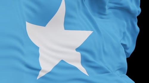 The Somalia with alpha channel waving in the wind in slow motion