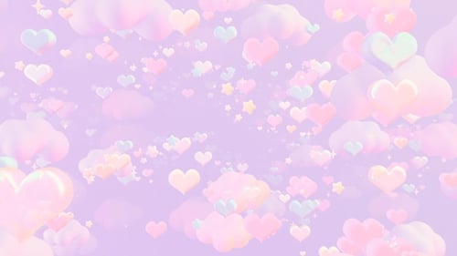 Soft Pastel Hearts and Stars Floating Background