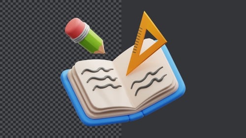 Animated 3D Education Book with Writing Tools
