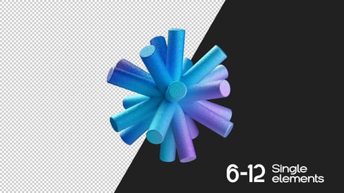 Abstract Sparkling Geometric Cylinders Seamless Rotating Loop