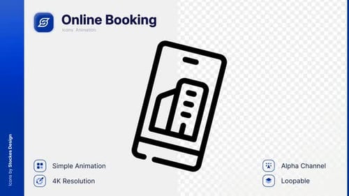 Online Booking Animated Icon on Smartphone Screen