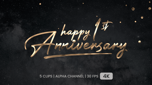 1st Happy Anniversary Text Animation