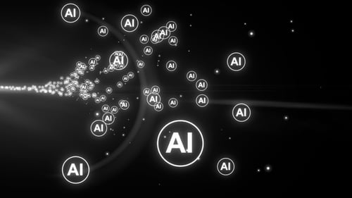 Futuristic AI Symbols Data Stream Loop Background