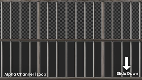3D Jail Cell Door Closing Slide Down Animation | Alpha Channel