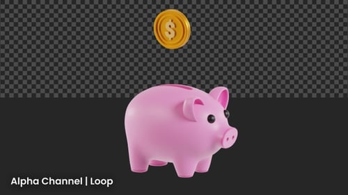 3D Save Money Animation | Alpha Channel
