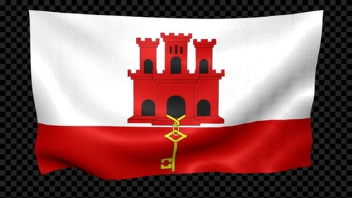 Waving Flag of Gibraltar with Transparent Background