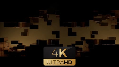 Golden Abstract Blocky Digital Background Loop