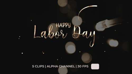 Golden Cursive Happy Labor Day Text Reveal Animation