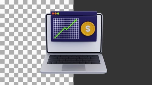 3D-Animation des Rising Arrow Money Graph | Alpha Channel