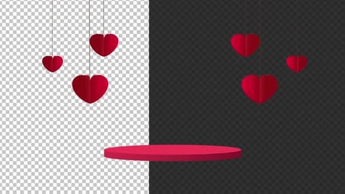Red Paper Hearts and Podium Display Animation