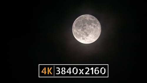 Detailed Full Moon in the Dark Night Sky