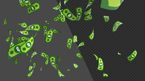 3D Falling Dollar Bills Overlay | Alpha Channel