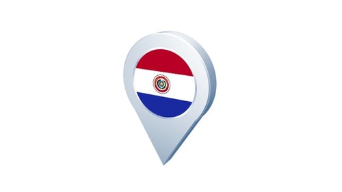 3D Animated Paraguay Flag Map Location Pin