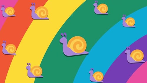 Colorful Snails Modern Animation with Rainbow