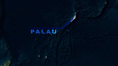 Animated Satellite World Map Zoom to Palau Location Reveal