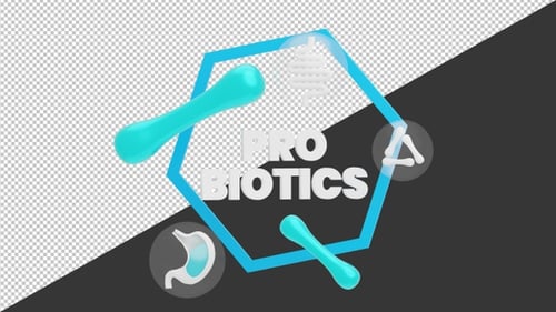 Aliments probiotiques 3D, bonnes bactéries | Alpha Channel