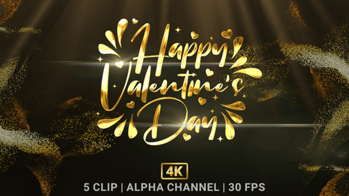 Metallic Calligraphic Happy Valentine's Day Title Animation