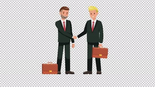 Flat Design Businessmen Handshake Animation