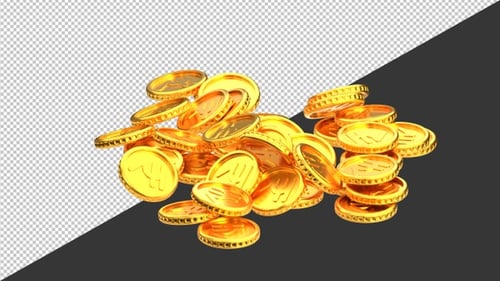 3D Indian Rupee Gold Coin Stack | Alpha Channel