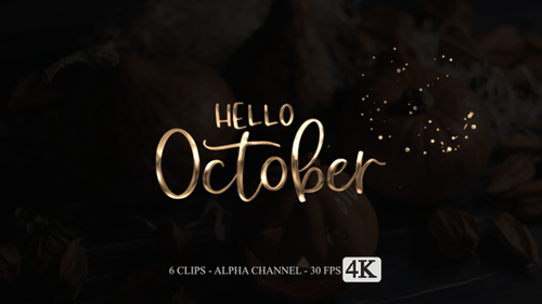 Metallic Hello October Title with Particle Reveal
