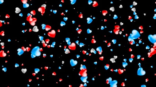 Patriotic Red White Blue Falling Hearts