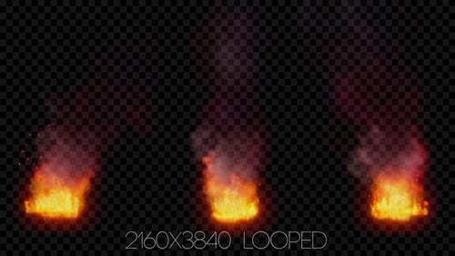 Pack Of Fire On Alpha Channel
