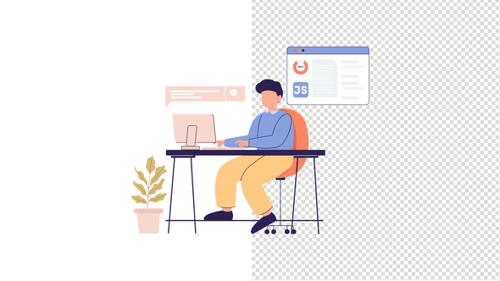 Web developer working on project illustration animation