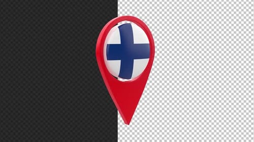Finland Flag Map Pin 3D Location Marker Animation