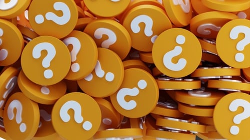 3D Animation of Question mark buttons falling down | Alpha Channel