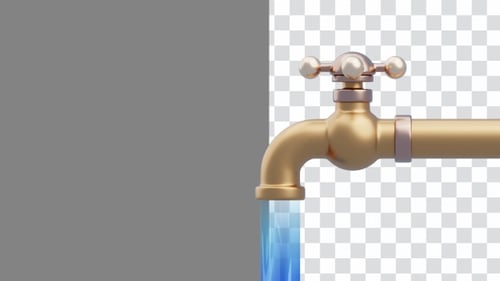 3D Animation of Use of Water Faucets and Water Conservation | Alpha Channel