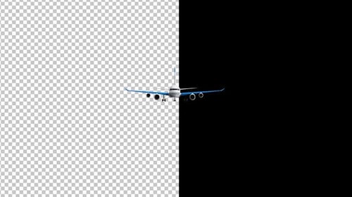 3D Animated Airplane Flying Front View Alpha Channel