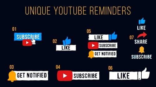 YouTube Social Media Subscribe Like Notification Share Animations Pack