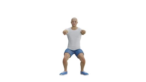 3D Animated Man Performing Squats Exercise Loop