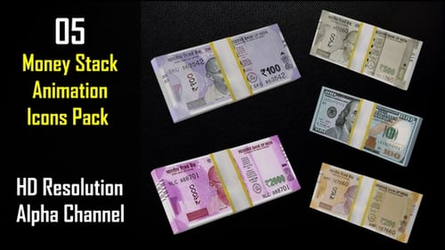 Animated Money Stacks US Dollar and Indian Rupee