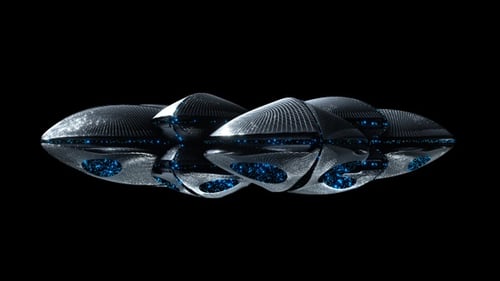 Abstract Metallic Futuristic Tech Object with Blue Glow