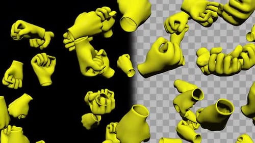Animated Stylized 3D Yellow Hands Gestures