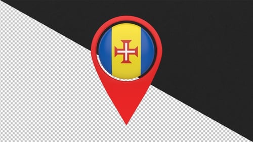 3D Rotating Glossy Location Pin with Flag