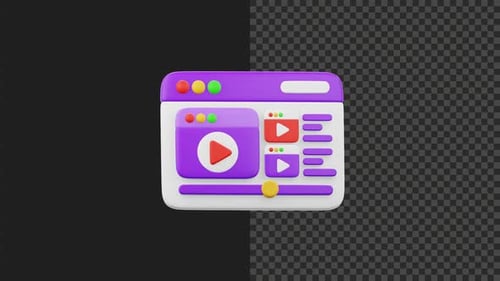 Animated 3D Browser Icon with Video Player Elements