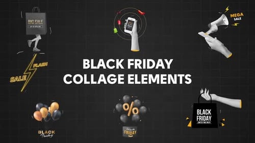 Black Friday Promotional Collage Elements Pack