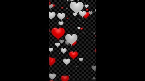 Vertical Heart Balloon Flying Red And White Alpha Loop V6