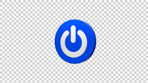 Rotating 3D Power Button Icon Animation Loop