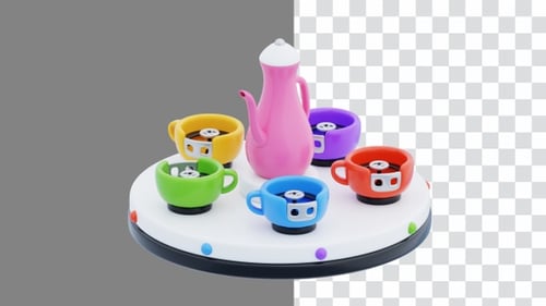 3D Animation of Teacup Ride Incorporates a Twisting Motion | Alpha Channel