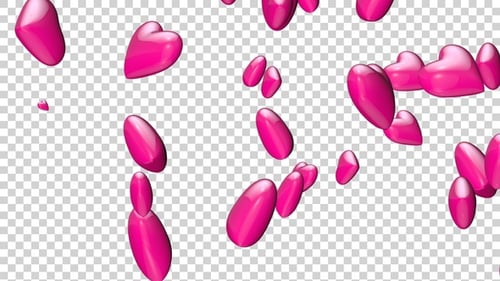 Glossy Pink Hearts Falling Overlay