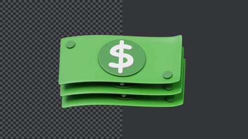 3D Animated Stack of Dollar Bills with Rotating Movement